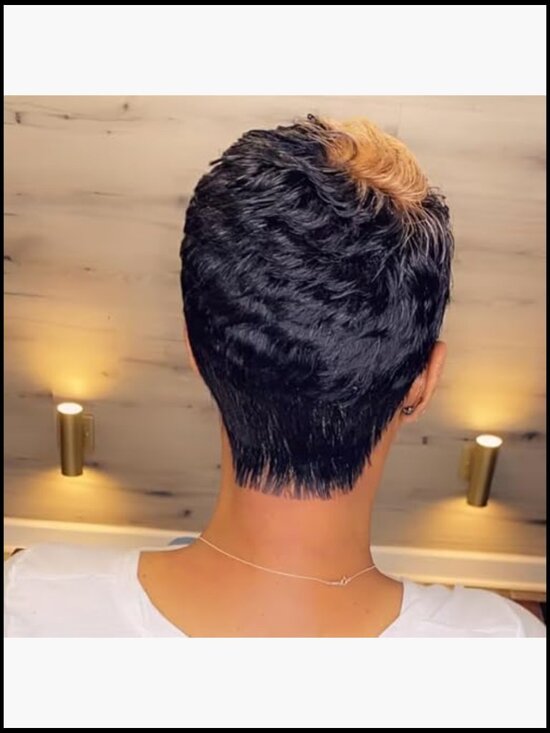 Short Pixie Cut Wig with Bangs Human Hair Layered Machine Made High Density main image 5